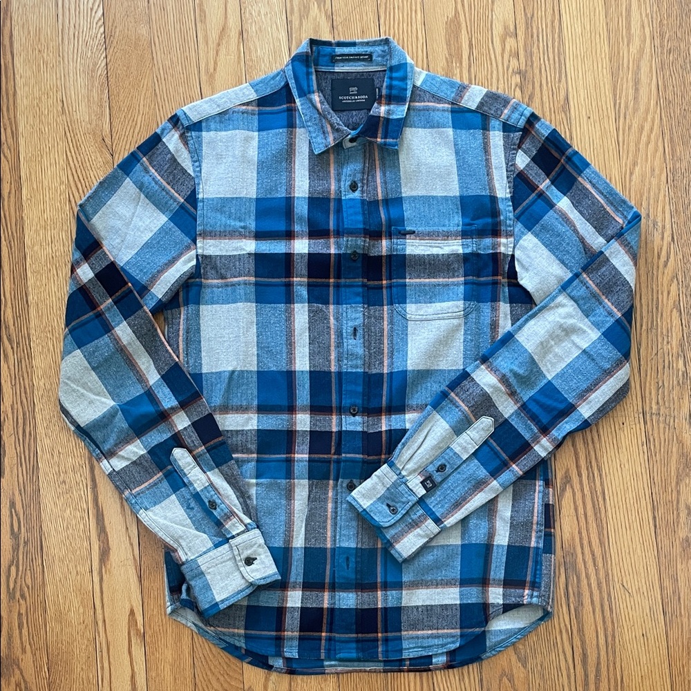 Scotch & Soda Blue and Gray Flnnel Shirt
